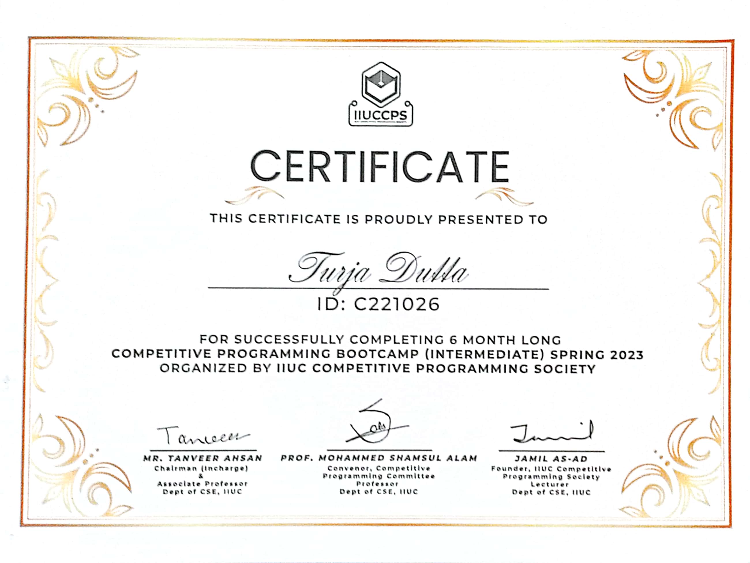 Competitive Programming Bootcamp Best Performer